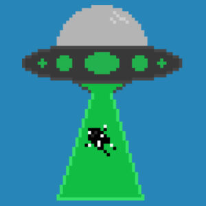 Pixel UFO (Black Patch) - AS Colour Womens Maple Tee Design